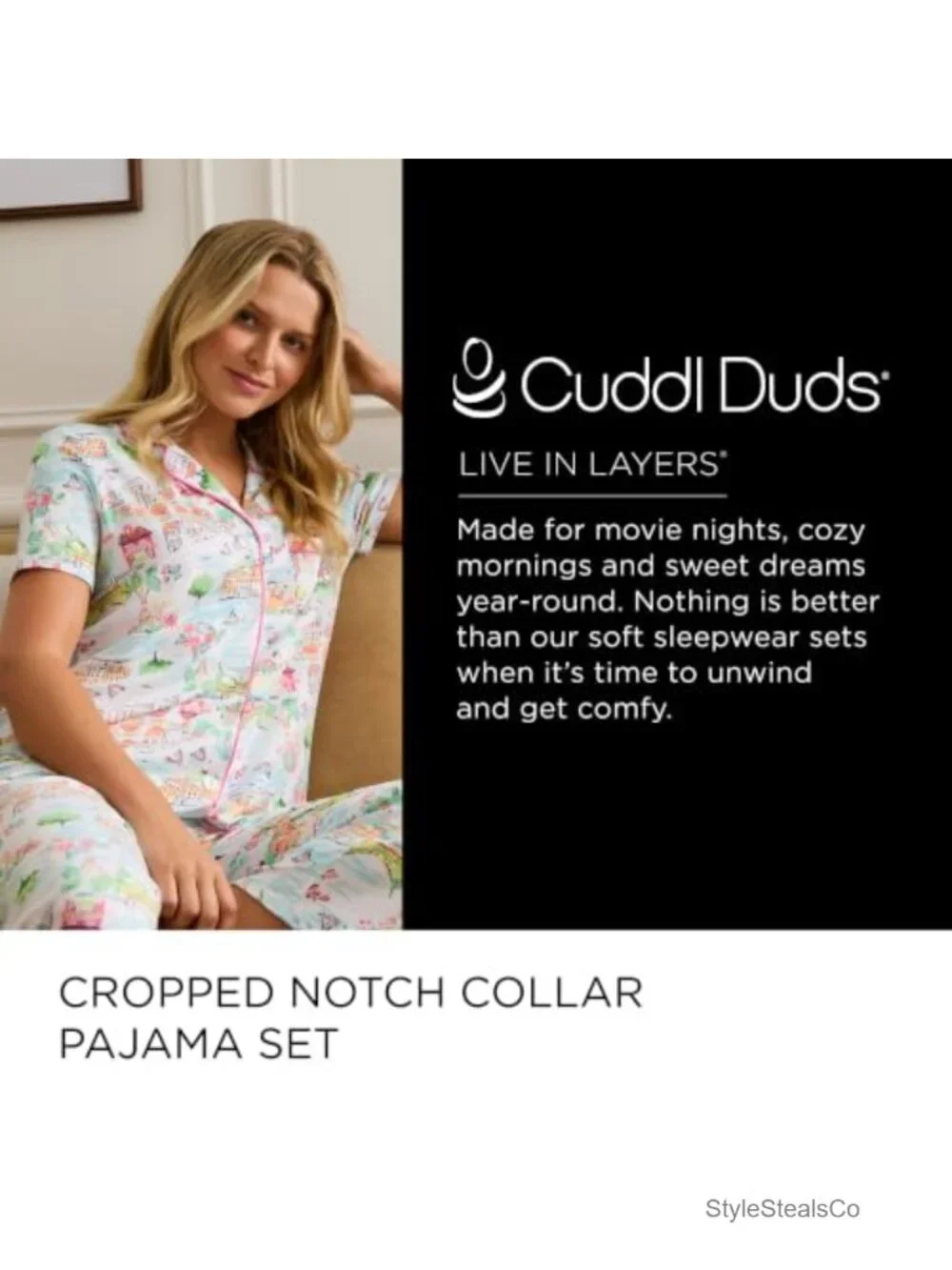 Women's Short Sleeve Capri Pajama Set - Soft Stretch Lounge Wear